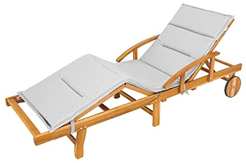HOBBYGARDEN Auflagen für Deckchair, Kissen für Liegenauflage, Gartenliege Auflage, Polsterauflage für Sonnenliege, Produktabmessung: 185x56x4 cm, Aschegrau