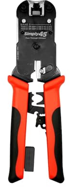 Simply45 ProSeries S45-C101 Pince à sertir tout-en-un RJ45 pour pass-through et standard WE/SS RJ45 – Comprend un verrou d'outil, une douille à clic, un rangement de lame, une pince à dénuder/cutter