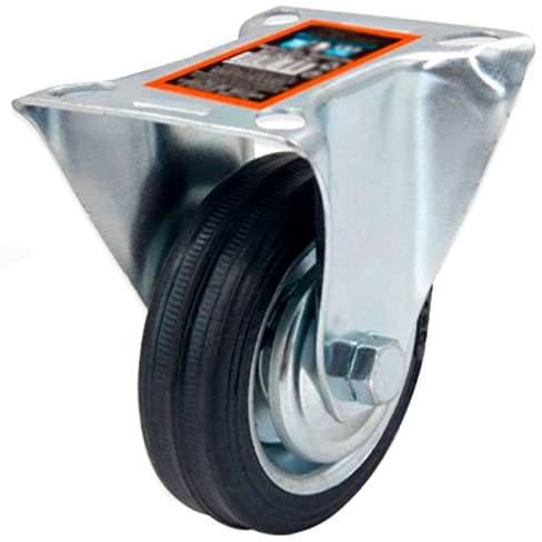 Tradineur - Rueda fija para muebles, 3, hierro y goma, incluye placa de montaje, rueda de transporte para carritos, mesas, industrial, Ø 70 mm