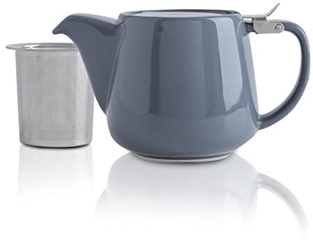 VIVILINEN Tetera con Infusor Extraíble y Tapa Metálica de 550 ml, Tetera de Cerámica para Té en Hojas y Té a Granel