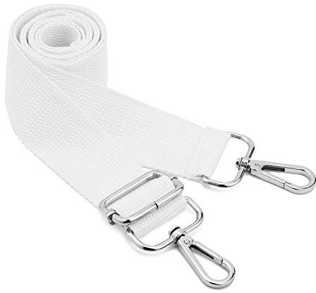 Breite Umhängetaschen Riemen,Verstellbarer Ersatz Gürtel Tasche Strap mit Silber Swivel Hooks Soft Canvas Handtasche Riemen Messenger Bag Changeable Long Strap for Crossbody Handtasche (weiß)