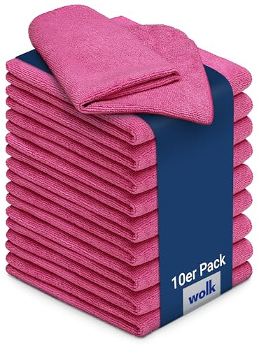 Wolk Mikrofasertücher 40x40 cm 10er Pack rot | fusselfreie Putztücher & Reinigungstücher, Mikrofasertuch für Küche Bad Auto, Putzlappen & Poliertücher, 200 g/m²
