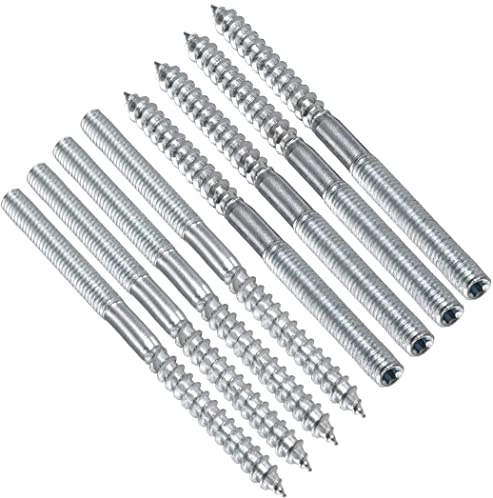 TERF® M8 (8mm) X 130mm Wood to Metal Screw Dowels Hanger Double Headed Bolts Dowel For Woodworking Connector Joining Furniture Legs Professional Carpenters DIY and Craft Projects - Pack of 8