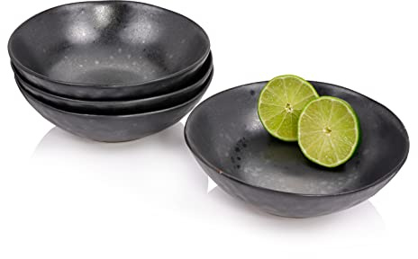 SÄNGER Schalen Set Tombey, 4-teiliges Schalenset aus Steingut | handmade, Teller Tief, Einzigartiges Design 450ml