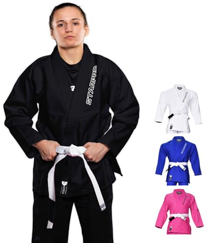 Starpro Evolve BJJ Gi 350 gram | Power bomullsblandning | Vitt och svart | Preshrunk Professional Martial Arts Kimono för träning och tävling | Män kvinnor