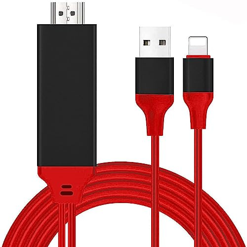 HDMI Kabel für Phone Pad, 1080P HDMI Digital AV Adapter, HDMI Adapter Kabel, 2 in 1 MHL zu HDMI Adapter für Phone 14/13/12/11/XS/X zu TV Projektor Monitor (rot)