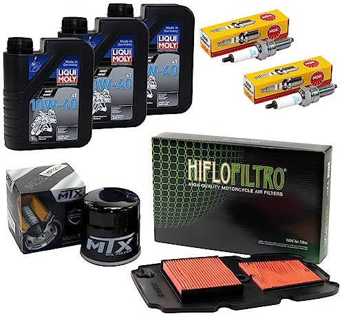 Wartungspaket Öl 3L + Luftfilter + Ölfilter + Zündkerzen für Hon da XL 700 V XL 700 VA XL700 Transalp Baujahr 2008-2013