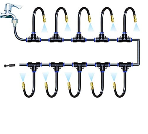 Kit de système de Refroidissement par brumisation extérieure avec Extension de buse Flexible, système d'irrigation pour terrasse avec pulvérisateurs en Laiton, système de Refroidissement de Jardin D