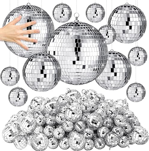 Discokugeln, Dekoration, verschiedene Größen, Discokugeln, Ornament, reflektierend, zum Aufhängen, Spiegelkugel, Mini-große silberne Kugeln für Weihnachten, Party, Hochzeit, Tanz, Ballsaal, Bühne