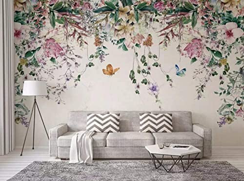 Papel Pintado 3D Mural De Pared De Vid De Acuarela Fresca Murales De Pared De Fondo De Tv 3D Moderno Pared Pintado Papel Tapiz 3D Decoración Dormitorio Fotomural Sala Sofá Mural-430cm×300cm