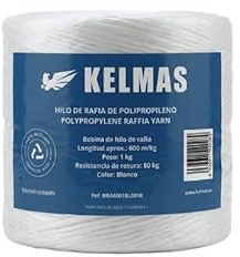 KELMAS 600 m (1 kg) Raffia-Seil, weiß, für alle Arbeiten in Landwirtschaft, Gartenarbeit, Paketen, Basteln, Päckchen und alle Arten von Binden