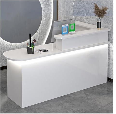 Rezeptionstheke Mit Schubladen, Empfangstheke Mit LED, Rezeptionstheken, Empfangstresen, Bürotheke Rezeption Tisch Mit Schubladen, Für Firmenhallen, Hotelrezeptionen, Bekleidungsgeschäften, MDF (Colo
