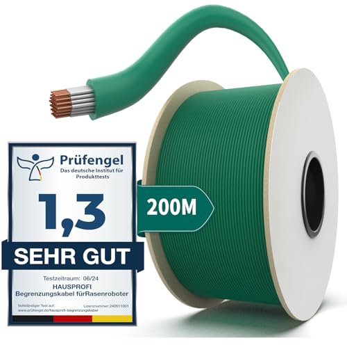HAUSPROFI 200M Cable Robot Tondeuse Universel, Fil Robot Tondeuse - Câble Périphérique en Cuivre étamé - Accessoires pour Tondeuses à Gazon Robotisées - Ø2,7mm