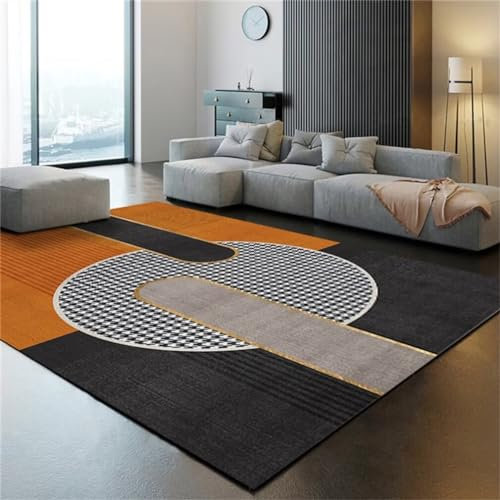 Xiaosua Teppich Rechteckig300x400CM Flur Kids Rugs for bedrooms Girls Leicht zu reinigender moderner geometrischer orange Farbe