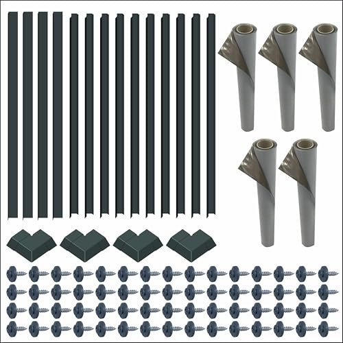 Komplett-Sets Dachabdichtung 6-20m² | Dachfolie KSK Bitumen Dachbahn | Randprofile + Rinneneinhang + Schrauben | Alu Anthrazit (Komplett-Set bis 20m²)