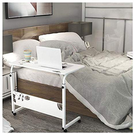 SFNIOKFG Mobiler Computertisch über dem Bett, mobiler Klapptisch, kann in der Krankenpflege verwendet Werden, Verstellbarer Schoßtisch 70–90 cm, Tisch mit Rollen und leichtem Bewegungsberei