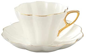 XFZJCHAP BBCBBZ Ceramic Flower Bone China Coffee Cup with Saucer Set White Porcelain Phnom Penh Office Teacup Home Cafe Cup