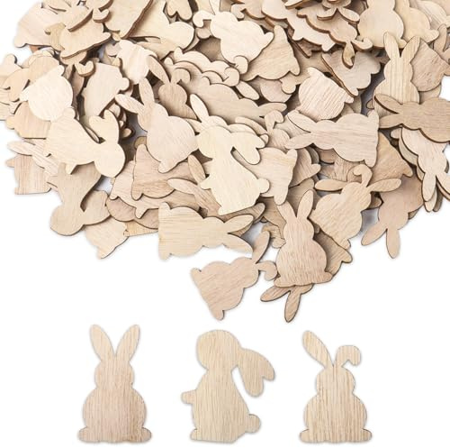 Ostern Streudeko Holz, 120 Stück Hasen Streudeko Holz Osterkonfetti Ostern Streuteile Dekoration Hasen Streudeko für Ostern Tischdeko Ostern Geschenke DIY Zubehör