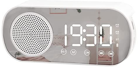 Sirxlevcy Reloj Despertador Digital LED con Radio FM y Altavoz Bluetooth, Modo de AtenuacióN de Brillo de 3 Niveles, Relojes de RepeticióN para DecoracióN