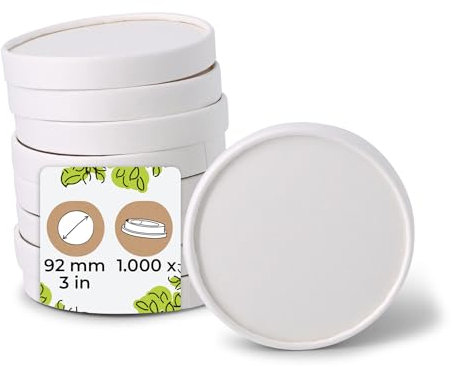 BIOZOYG Couvercle en Carton pour Coupes de Glace 1000 Pièces Ø 92 mm Blanc Couvercle pour Coupes de Glace Revêtu Jetable Couvercle Jetable Coupe de Glace Gobelet à Emporter Dessert Takeaway
