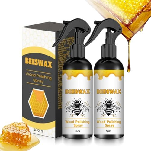 2Pcs Beeswax Furniture Polish, Beeswax Polish for Wood, Beeswax Furnitures Polish Spray, Natural BEESWAX Care SPRAY & Restorer, Bees Wax Sprays for Wood Furniture Floor Care