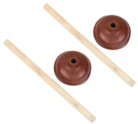BAZEITFLOW 2pezzi Stantuffo Per Toilette Gomma Con Manico Legno Accessorio Per Pulizia Semplice Ed Per Sbloccare Scarichi e Tubature Colore Marrone
