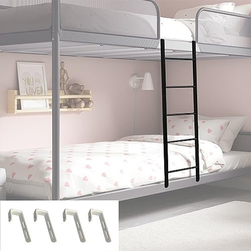 TMKDNNKG Scala a Castello Nera per dormitori, soppalchi, Scale di Ricambio Regolabili, scaletta Decorativa per Il Lato del Letto, Resistente, Facile da installare (Dimensioni: 150 cm (59))