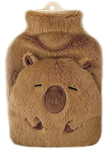 KASESSS Capybara Plush Hot Water Bottle, Hot Water Bottles for Adults, 1000ml Hotwater Bottle, Fluffy Hot Waterbottle, Hot Water Bag with Covers, Cute Warm Water Bottles Capybara Gifts for Women Girl