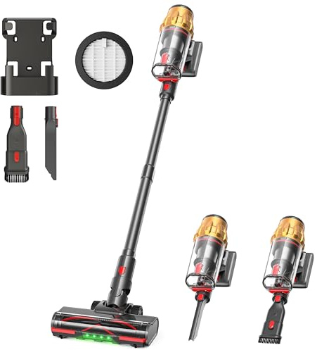 Lubluelu Akku Staubsauger kabellos 550W/50KPa, bis zu 50 Minuten Laufzeit, Staubsauger mit Smart Display & Anti-Tangle-Bodenbürste, leicht & flexibel, für Tierhaare, Teppiche, Auto und Hartböden