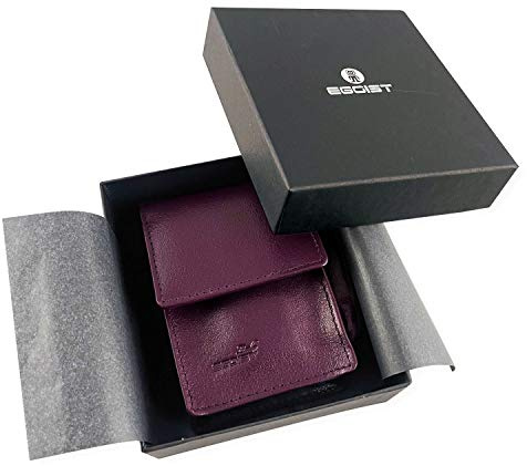 Egoist Premium - Zigarettenetui aus hochwertigem Leder I Zigaretten HülleI Box I Schachtel I Inklusive Feuerzeug Fach I Passend für Zigarettenschachtel in Standardgröße - Lila