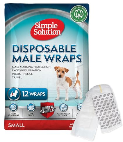 Simple Solution Disposable Dog Diapers for Male Dogs | Male Wraps with Super Absorbent Leak-Proof Fit | Excitable Urination, Incontinence, or Male Marking, color may vary