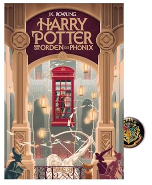 Harry Potter und der Orden des Phönix (5. Band, Gebunden Ausgabe) + 1x original Harry Potter Button