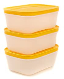 TUPPERWARE Gefrier-Behälter 450 ml weiß-orange Eis-Kristall (3) Eiskristall