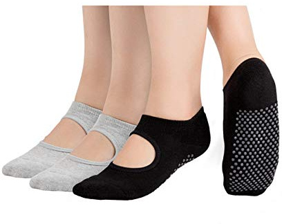 Yongbest Yoga Socken rutschfeste,2 Paar Sportsocken Pilates Socken Sportsocken Pilates Socken für Pilates,Pure Barre,Ballett,Tanz,Warme Wintersocken