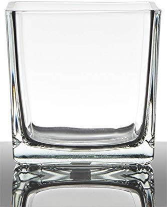 INNA-Glas Tiesto de Cristal Kim, Cubos/Cuadrado, Transparente, 14x14x14cm | Macetero - Maceta
