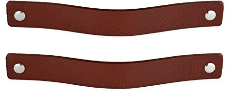 Brute Strength – Tiradores de cuero – 20 x 2,5 cm – Coñac – 2 unidades | Tiradores y asas de cuero plena flor para armarios, cajones y cómodas; incluye tornillos cortos y largos