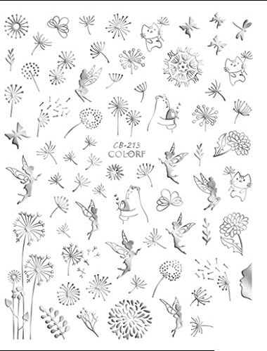 Nagelsticker Pusteblume, Fee, Silber (CB-213), Hauchdünn | Selbstklebend, Für den Sommer