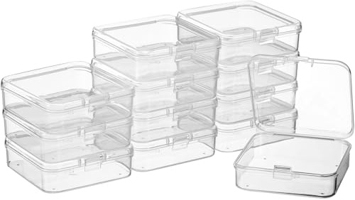 SATINIOR 12 Pack Clear Plastic Storage Box, 3.5 x 3.4 x 1.3 in, Clear