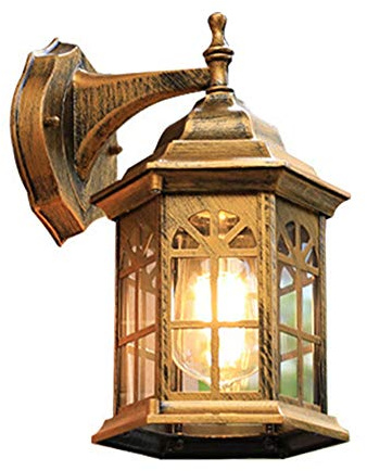 Mengjay Außenwandlampe Terrassen Golden Vintage Wasserdichte E27 Außenlampe Rustikal Wandleuchte Gartenlampe Aluminum für Eingang Hof Fassaden Veranda Park Villa Gemeinschaft