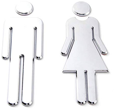 2 pièces Signe WC, Hommes et Femmes Signs Plaque de Porte, Panneaux de Toilette pour Hommes et Femmes, Convient pour les Toilettes Dans les Hôtels, écoles, Entreprises et Restaurants. (Argent)