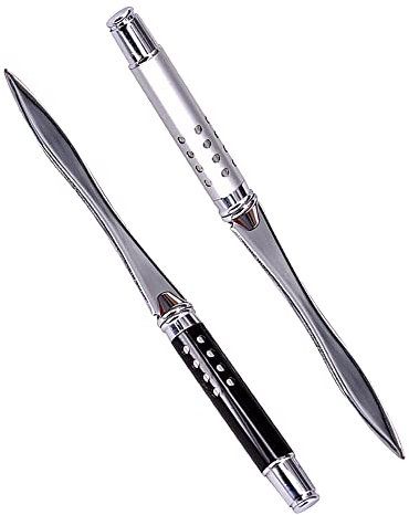 LdawyDE Brieföffner, 2 Stück letter opener 16cm brieföffner edel aus Metall robust und langlebig wissenschaftliches Design angenehm zu halten zum Spaß Papierschneiden (Silber, Schwarz)