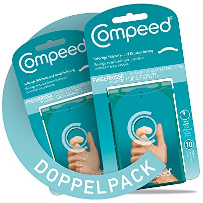 Compeed Fingerrissepflaster Doppelpack – Fingerpflaster mit Hydrokolloid gegen eingerissene Fingerkuppen und Risse der Nagelhaut, 20 Pflaster