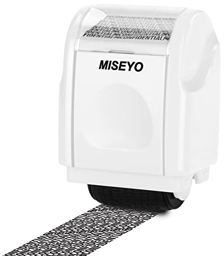 Miseyo Identity Theft Protection Roller Stamps for Data Barcode ID Privacy,Anti-Theft Security Prevention Confidential Roller Stamp Easy for Guard Personal Information Blockout - White