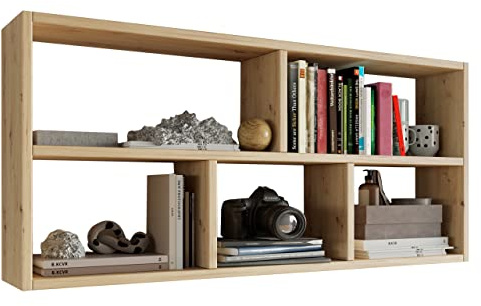 MATKAM Wandregal Hängend - Regal Wand B:113,6 H:50 T:25cm - Hängeregal mit modernem Design - Bücherregal Wand für Wohnzimmer, Schlafzimmer oder Jugendzimmer - Bücherregal Hängend - Artisan Eiche