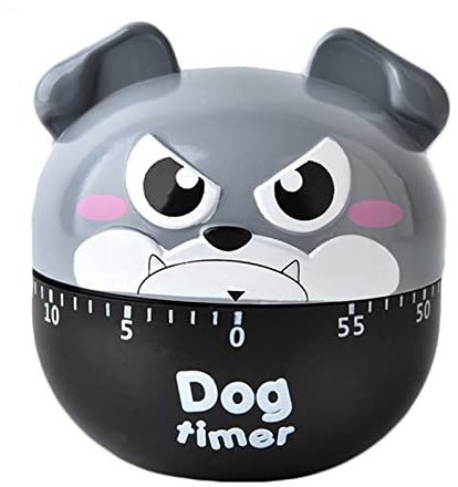 Kök mekanisk timer, äggklocka, rolig kortvarig väckarklocka, manuell timer, används för 60 minuters timer, bakning och matlagning påminnelse (valpgrå)