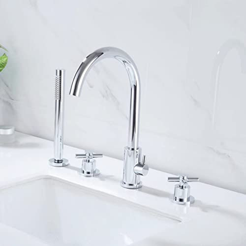 Badewanne Wasserhahn 4-Loch Wannenbatterie Armatur für Die Badewannen 4-Loch Wannenrandarmatur Wannenrand Badewanne Armatur Set Chrom