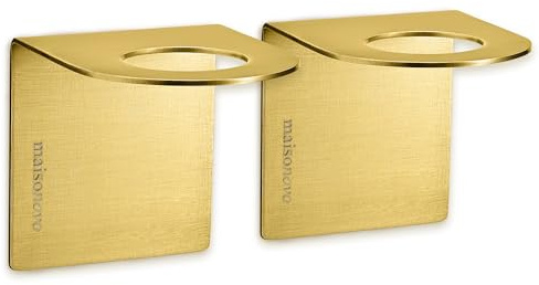MAISONOVO Adhesive Soap Holder | Shampoo Bottle Holder Set of 2 - Gold | Soap Bottle Holder | Wall Mounted Soap Holder | Soap Dispenser Holder