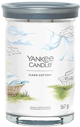 Yankee Candle Signature Scented Candle | Clean Cotton Large Tumbler Candle with Double Wicks | Soy Wax Blend