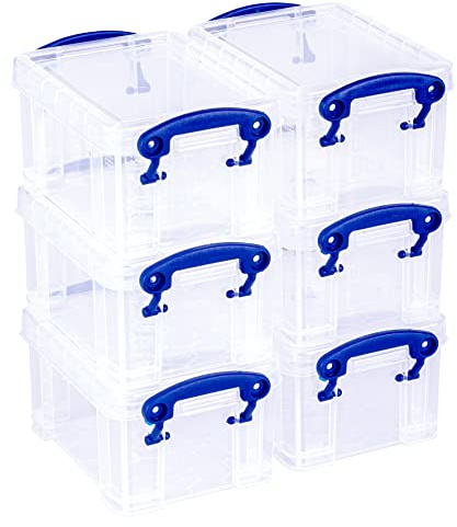 Really Useful Plastic Storage Box 0.3 Litre Clear (Pack of 6)