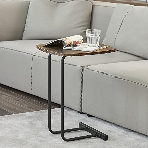 [en.casa] Beistelltisch Kjellerup Wohnzimmertisch Abstelltisch Dunkler Holzton Sofatisch Telefontisch Metallgestell Kaffeetisch